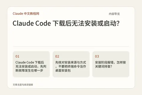 Claude Code 下载后无法安装或启动?内容导览图