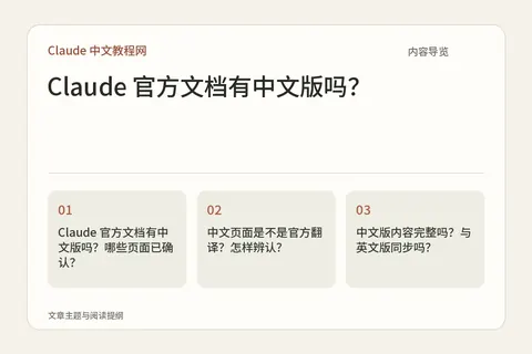 Claude 官方文档有中文版吗?内容导览图
