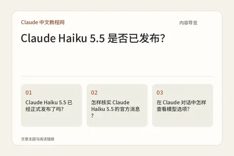 Claude Haiku 5.5 是否已发布?内容导览图